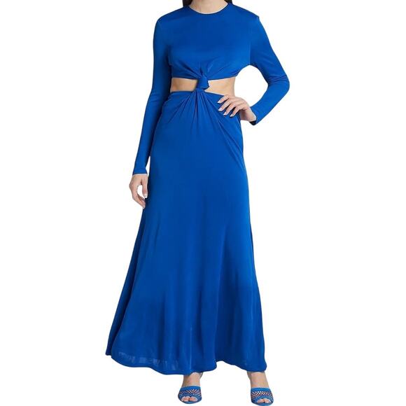 Farm Rio Royal Blue Knotted Cut Out Maxi Dress Size Large - Picture 2 of 9